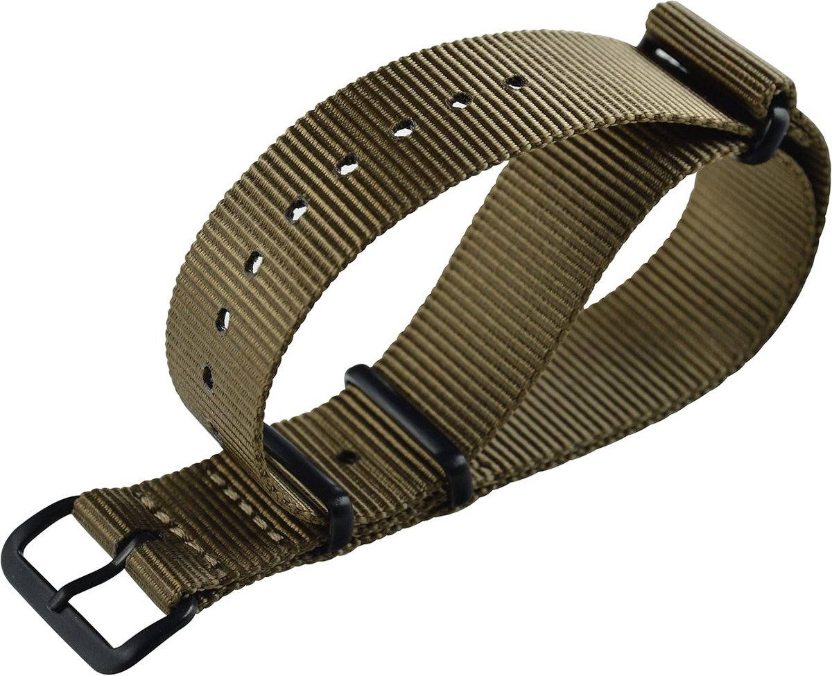 Dunne Nylon Horlogeband met Matzwarte Gesp - Universele Maten 17mm t-m 24mm