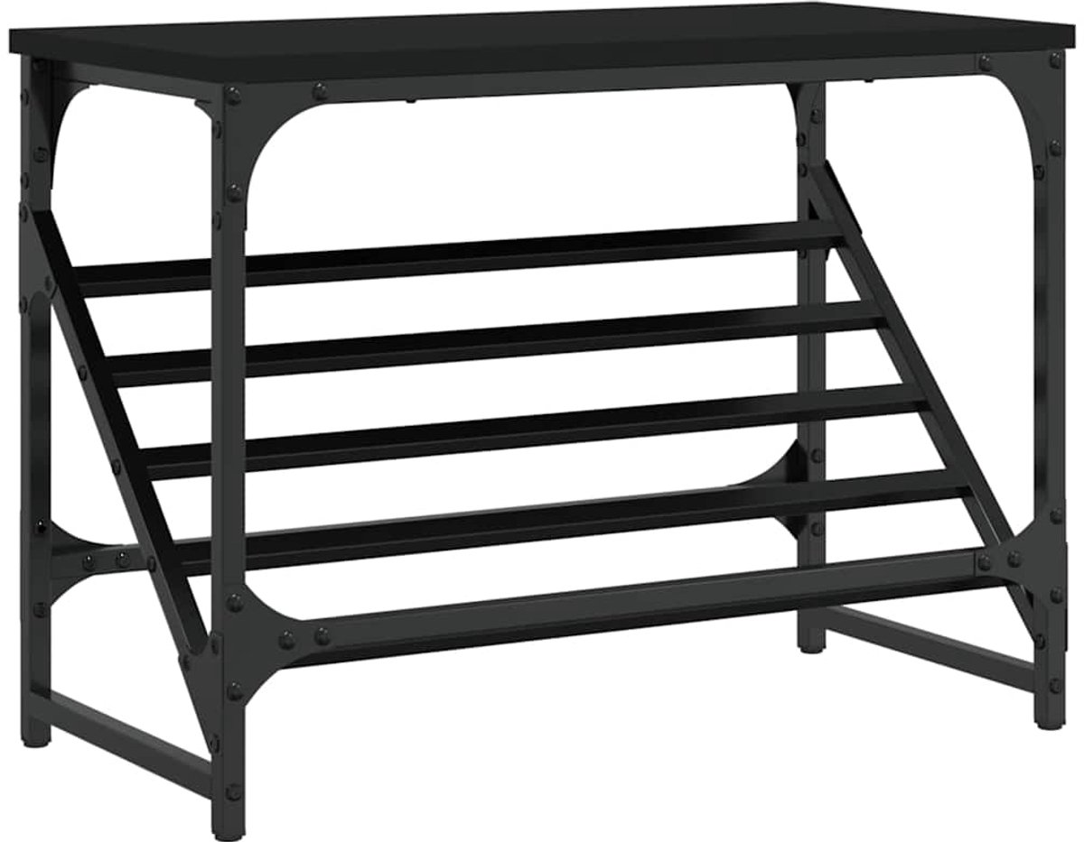 vidaXL Schoenenrek - 60x30x45 - cm - bewerkt - hout - zwart