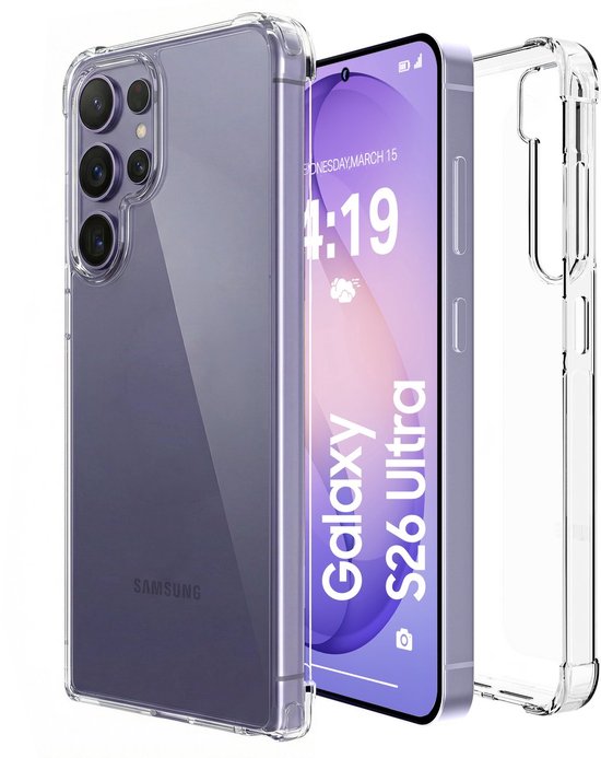Samsung Galaxy S26 Ultra hoesje transparant siliconen, schokbestendig, valbescherming tot 2 meter, backcover