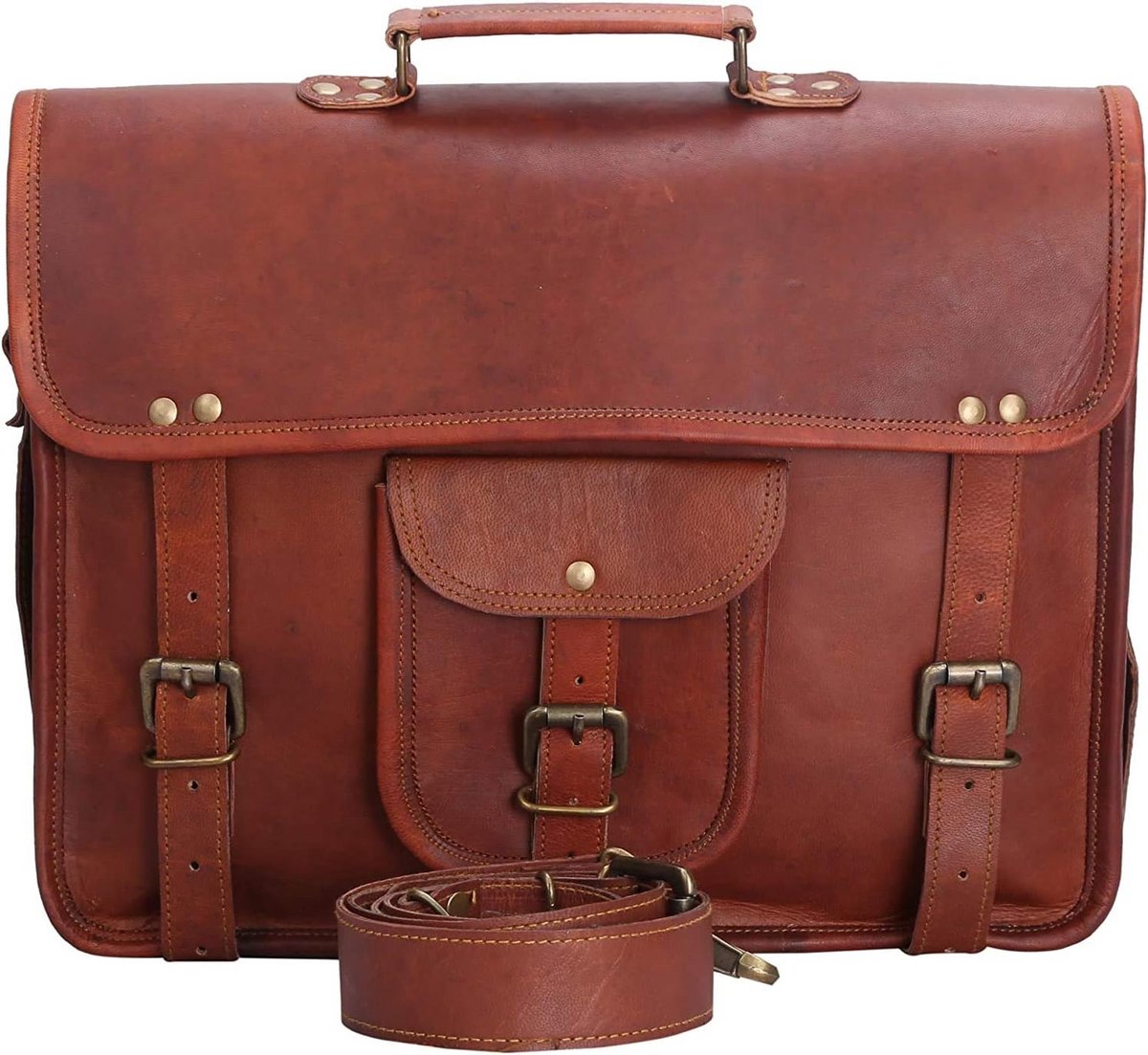 Leren Laptoptas Schoudertas Aktetas voor Werk en Studie