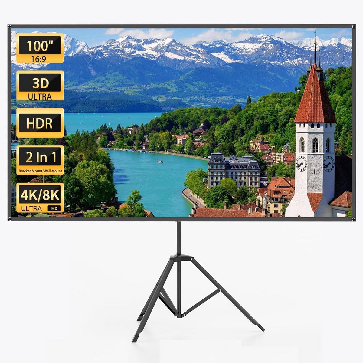 Draagbare Projectiescherm Statief 100 Inch Filmavond Buiten en Binnen