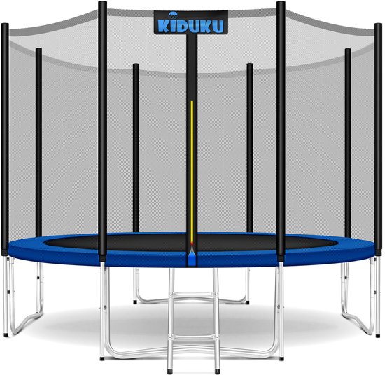KIDUKU® Trampoline Ø 244/305/366/427 cm | Complete set met veiligheidsnet, ladder, randafdekking, grondanker & accessoires | Outdoor tuintrampoline kindertrampoline belastbaarheid 80 kg (244 cm)