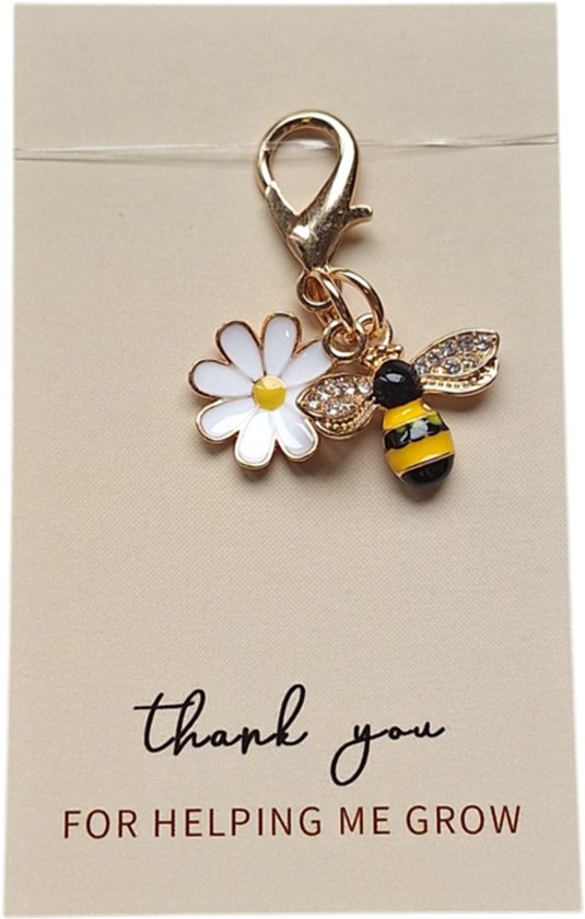 Gelukshanger - Pocket hug - Juf - meeste - Thank you for helping me grow - juffendag - vakantie - school - leerskracht