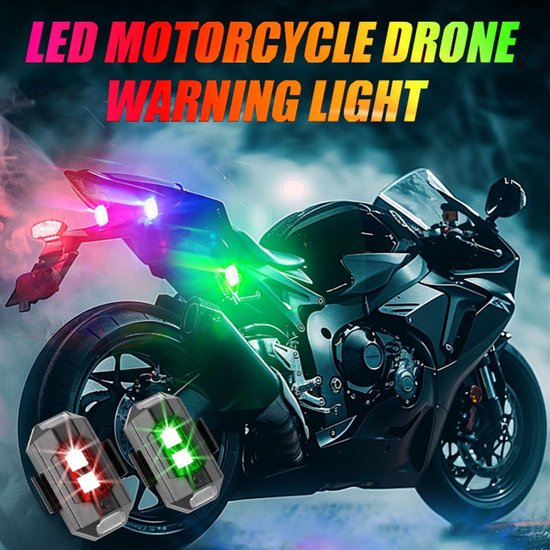 4 Stuks LED Knipperlicht voor Drones - 7 Kleuren - USB Oplaadbaar - Anti-Botsing Nachtverlichting - Geschikt voor Drones, Motorfietsen, Auto’s, Fietsen, RC Auto’s en RC Boten — afbeelding 2