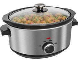 MIRA® Slowcooker met timer - Slowcooker - Crockpot - Zilver - 24cm x 31cm x 18cm