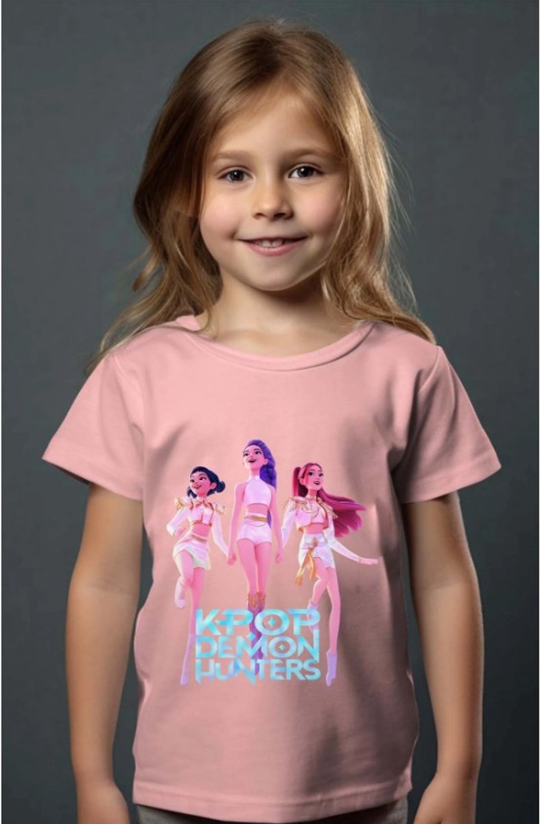 K-Pop Demon Hunters - T-shirt - KPop - Roze. Maat 110/116 cm - 5/6 jaar.