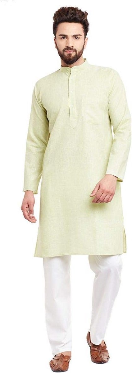 Heren Kurta Pyjama Set Katoen Linnen Etnische Kleding