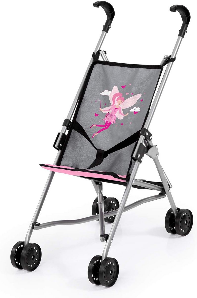 Inklapbare Poppenwagen met Dubbele Wielen voor Poppen tot 46 cm