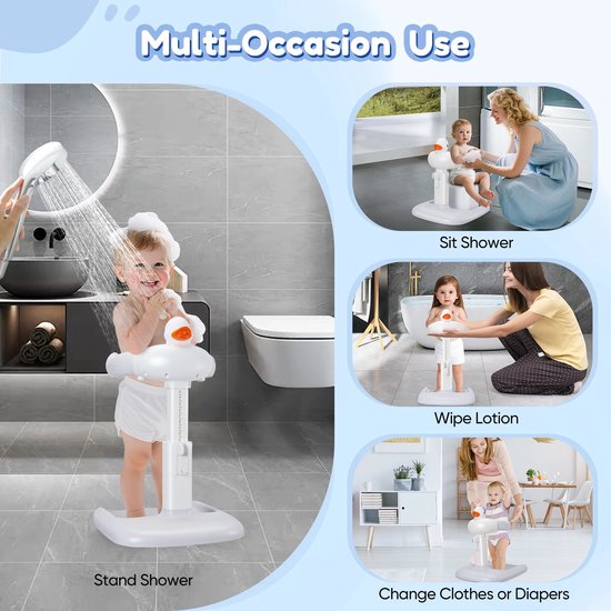 Solayne Douche asseccoires - Verstelbare baby douche standaard - Baby 8-36 maanden - Anti slip - Hands-Free met eendenspeelgoed van Merkloos — afbeelding 5