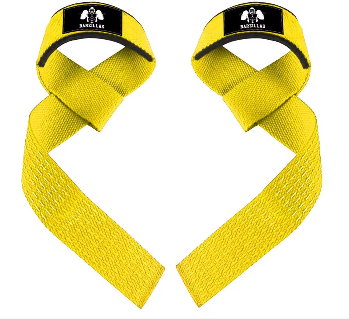 Barzillas Lifting Straps Katoen – Siliconen Grip – Extra Stevige Polsbanden voor Deadlift & Pull – Meer Grip bij Krachttraining – Geel