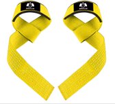 Barzillas Lifting Straps Katoen – Siliconen Grip – Extra Stevige Polsbanden voor Deadlift & Pull – Meer Grip bij Krachttraining – Geel