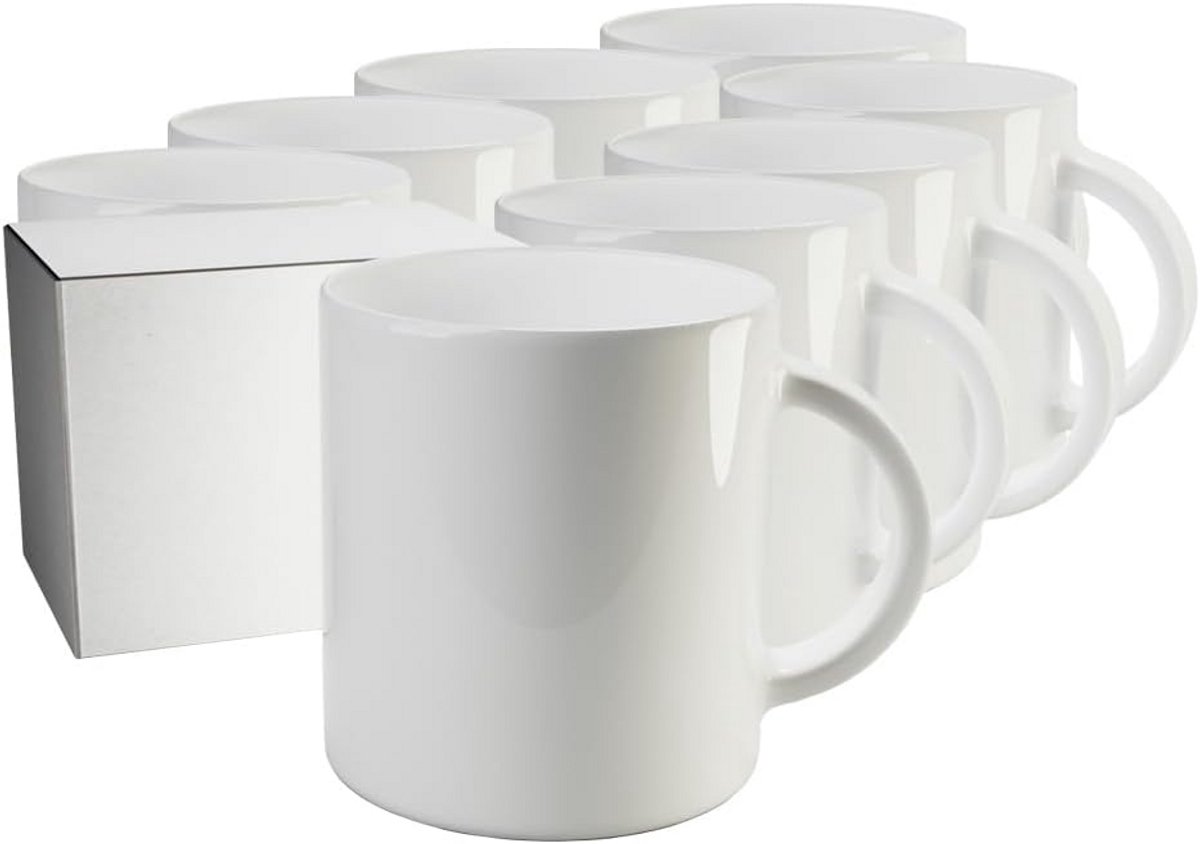 16 stuks Witte Keramische Sublimatie Mokken 250 ml met Handvat AA Kwaliteit