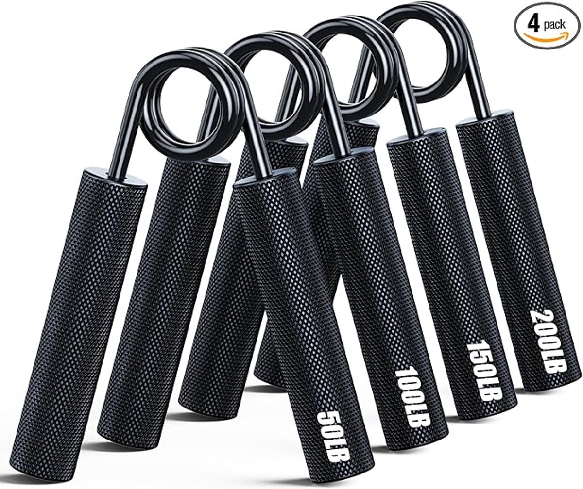 Gripkrachttrainer - 4 Stuks Handtrainers - 50 Lbs - 200 Lbs - Grip Krachttrainer voor Spieropbouw - Hand- en Onderarm - Trainingsapparaat - Zwart