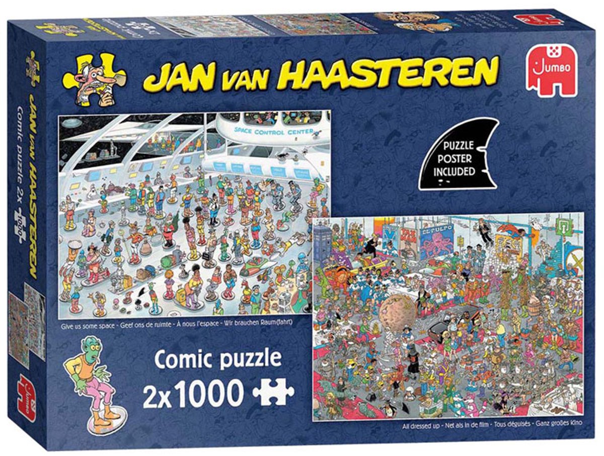 Jan van Haasteren - Geef ons de ruimte & Net als in de film - 2x1000 stukjes puzzel - Legpuzzel volwassenen — afbeelding 5