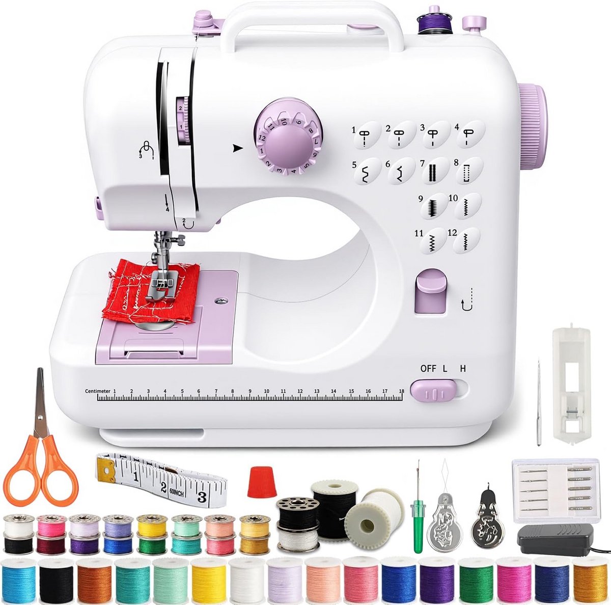 Naaimachine voor Beginners met 12 Steken en Complete Accessoireset