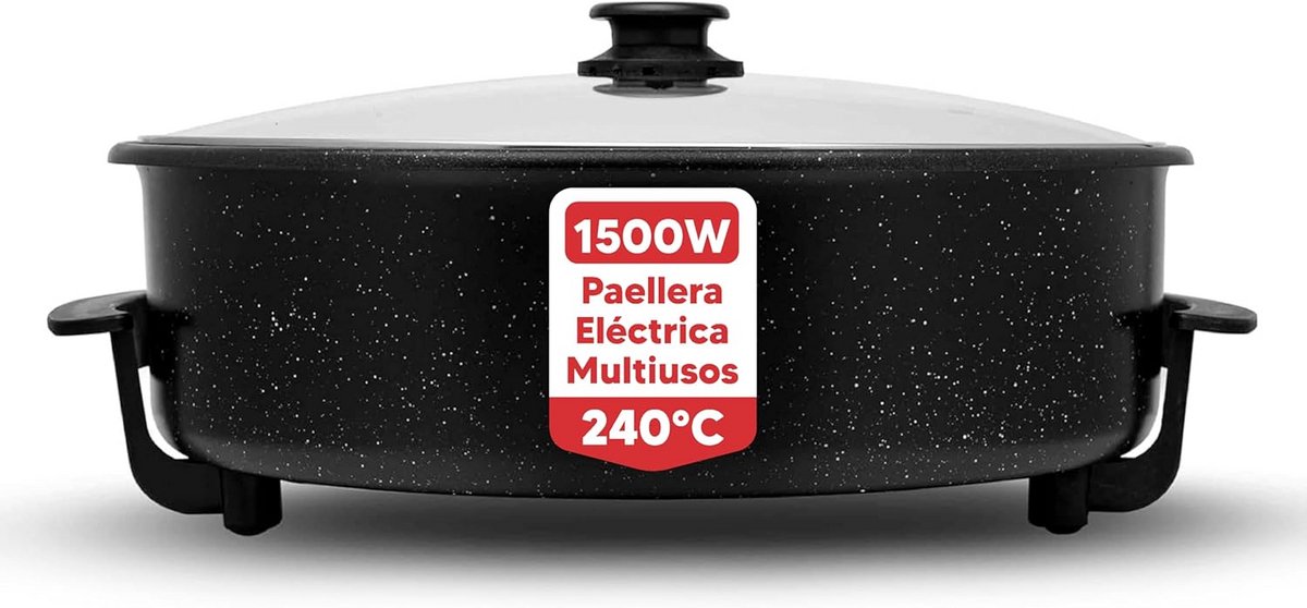 Elektrische Paella Pan met Glazen Deksel en Antiaanbaklaag 40 cm
