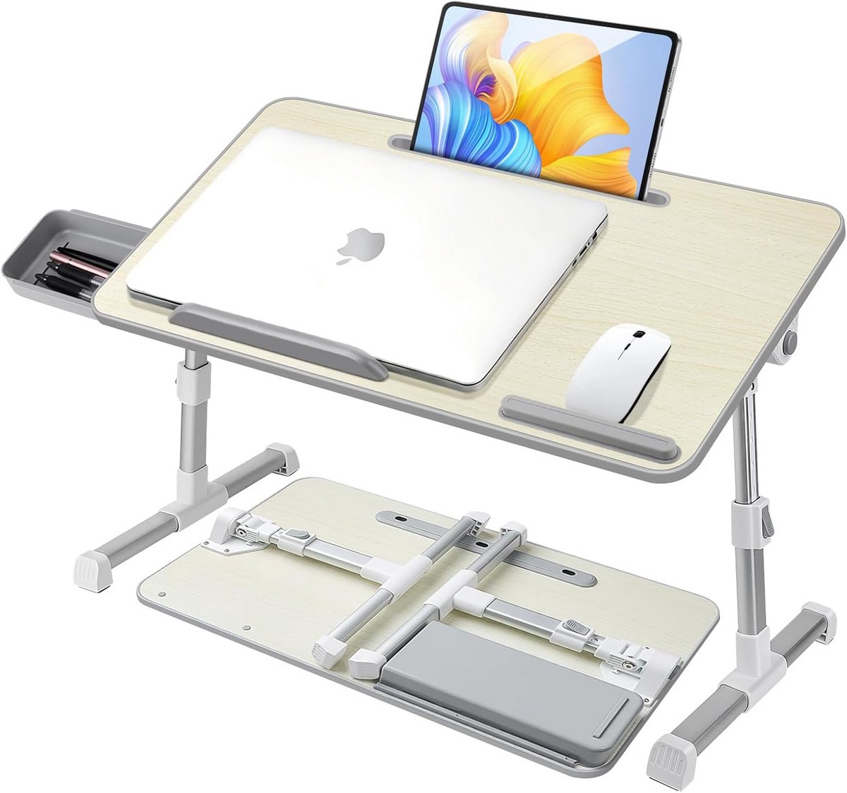 Verstelbare Laptoptafel voor Bed en Bank - Opvouwbaar Bureau met Lade