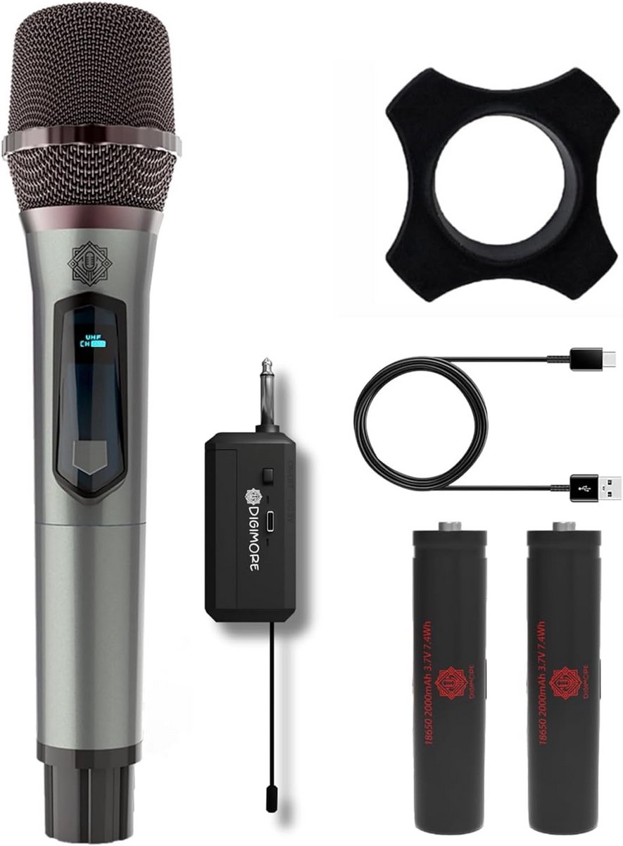 UHF Draadloze Microfoon met Oplaadbare Ontvanger voor Optredens