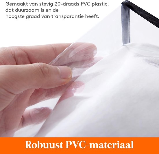 Sterk, transparant PVC-materiaal met een dikte van 20 draad.