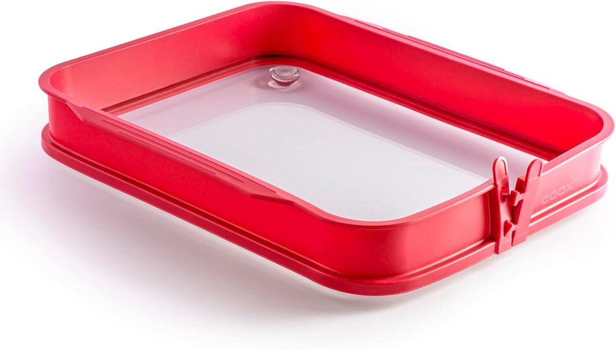 XL Ovenschaal Rood met Glazen Serveerplaat en Poten