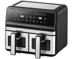 Swiss Pro+ Dubbele Airfryer Heteluchtfriteuse XXL Airfryer twee Kookvakken 8 Liter 1700 Watt Dual Zone Technologie Classic Edition Zilver Model 2026 SPAF8L2S