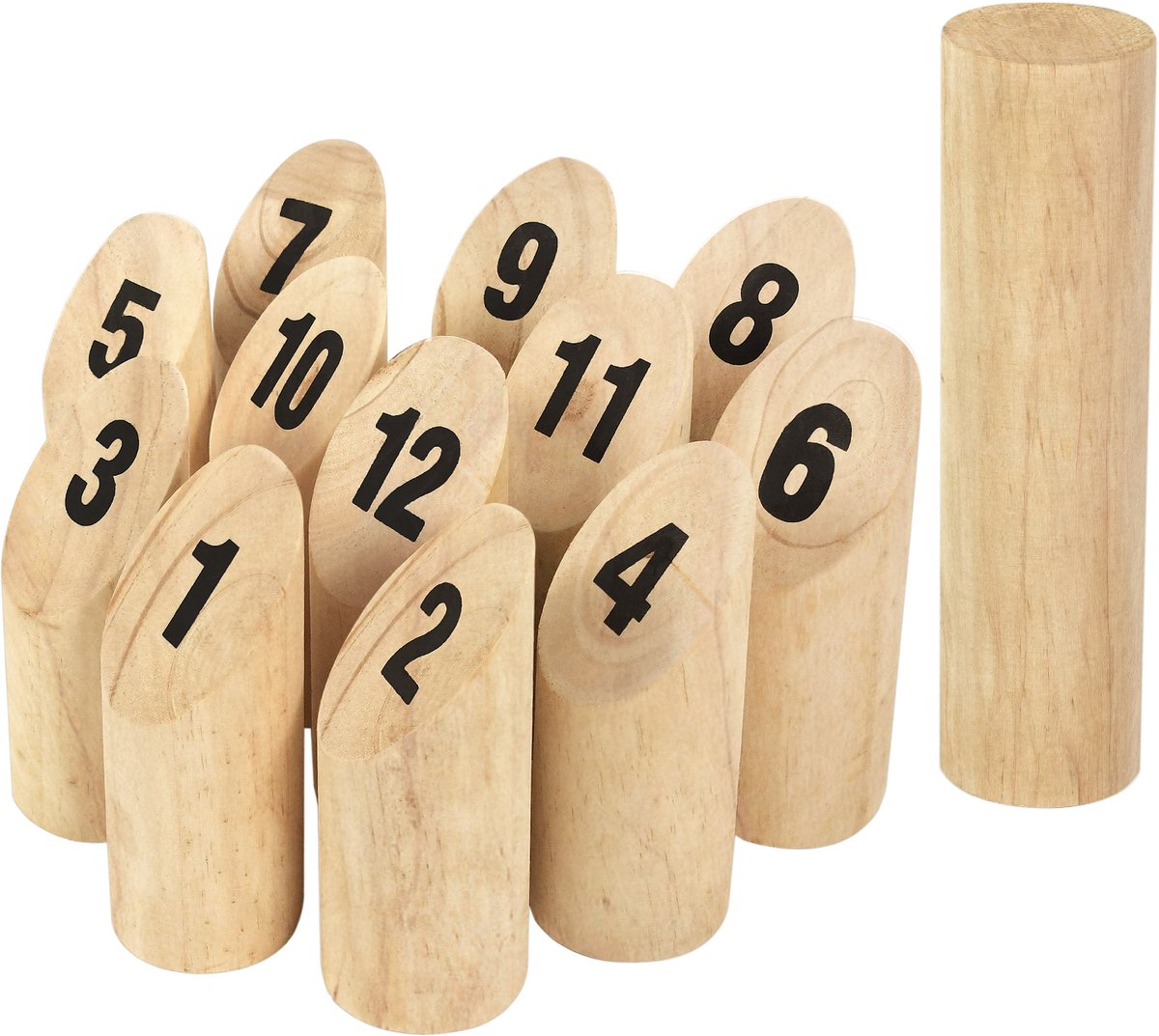 Kubb Vikingspel, werpspel uit Finland, genummerd Vikingspel praktische draagtas, houten spel, buitenspeelgoed, tuinspeelgoed NAIZY
