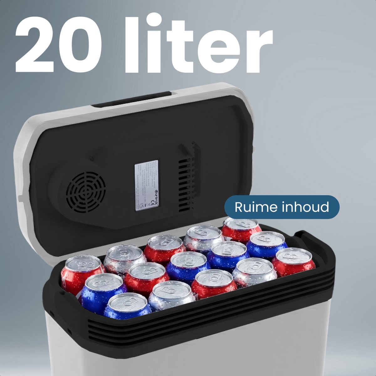 Auronic Koelbox Elektrisch 12V en 230 volt - 20L - Camping Koelkast - Auto - Koelen en Verwarmen - Frigobox - Lichtgrijs – foto 3
