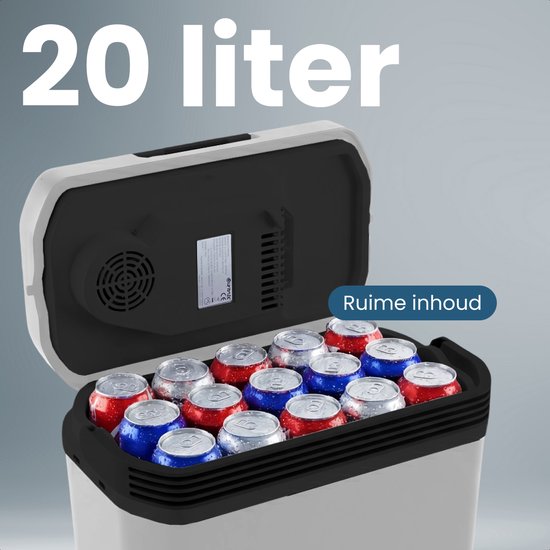 Auronic Koelbox Elektrisch 12V en 230 volt - Camping Koelkast - Auto - Koelen en Verwarmen - 20L - Frigobox - Lichtgrijs van Merkloos — afbeelding 3