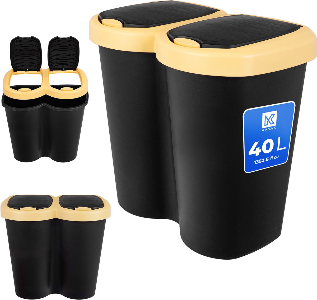 KADAX Compacta R Duo gladde afvalbak lichtgeel
