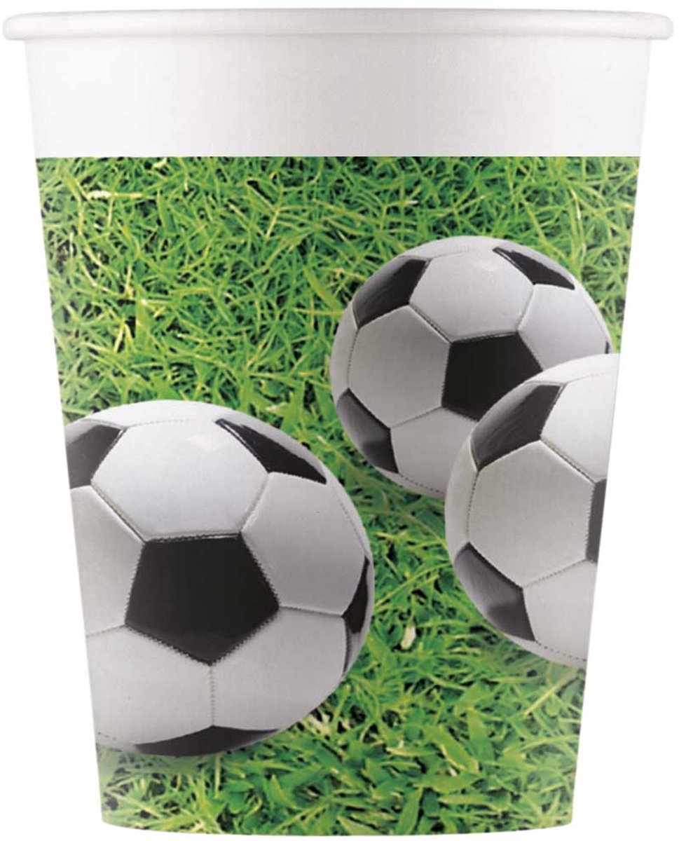 Procos Feestbekers Football Party 200 Ml Papier Wit/groen 8 Stuks