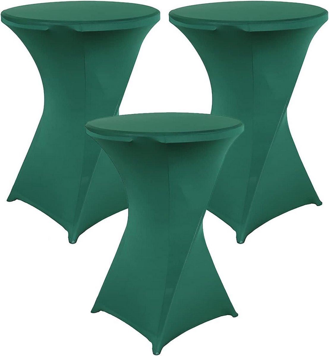Set van 3 Stretch Statafelhoezen Donkergroen voor Ronde Tafels Ø 60-80 cm