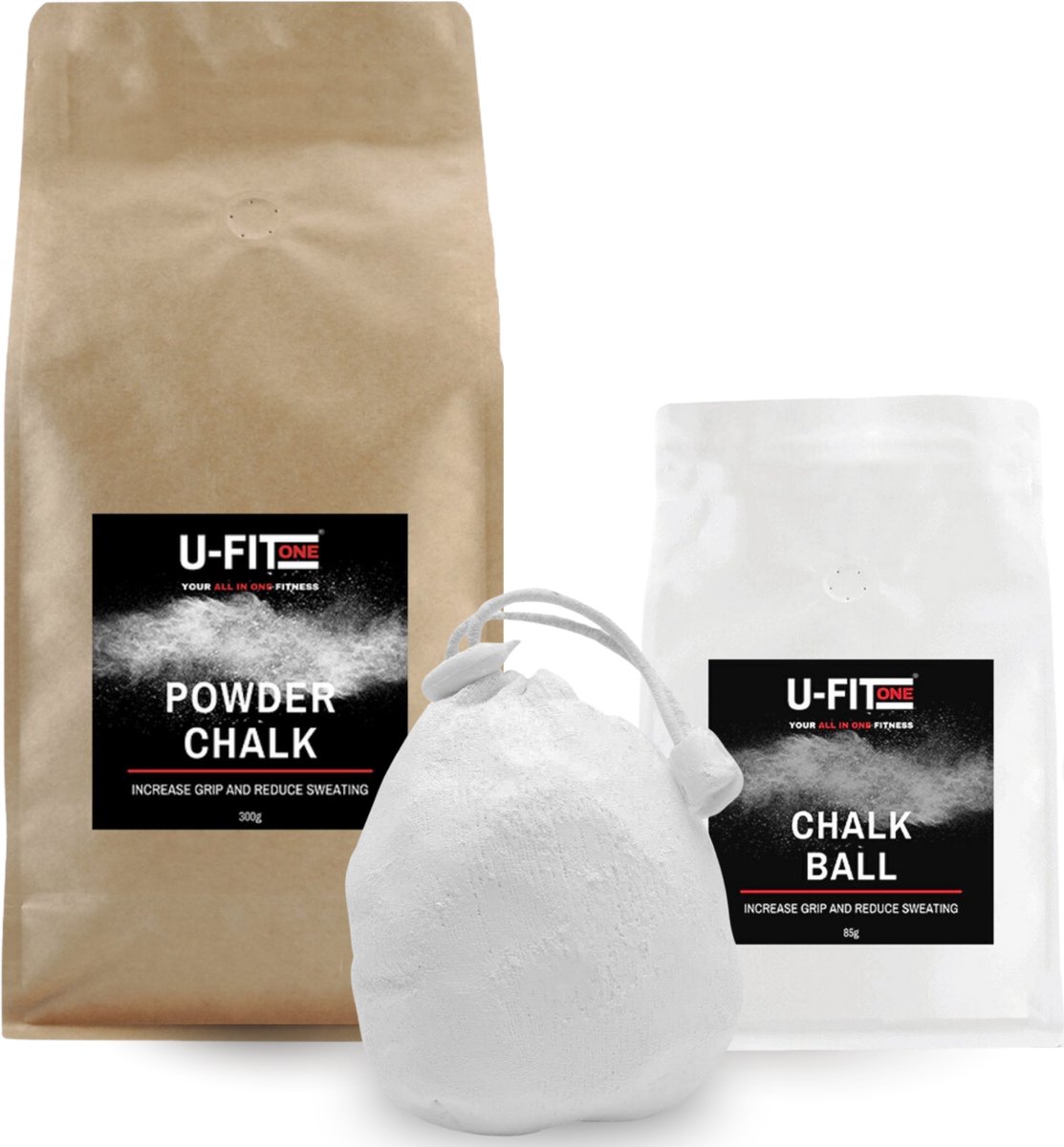 U Fit One Magnesium Bal en Losse Magnesium Poeder - 85g Chalk Ball - Klimmen - Crossfit - Turnen - Calisthenics