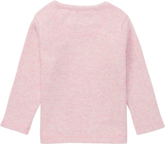 Roze, ribgebreide longsleeve, achterkant.