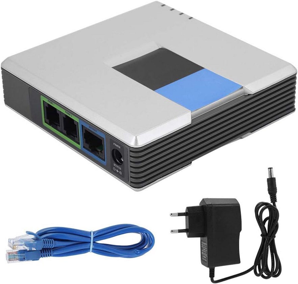 Draagbare 2-Poorts VoIP Gateway Adapter voor Internet Telefonie met SIP Ondersteuning
