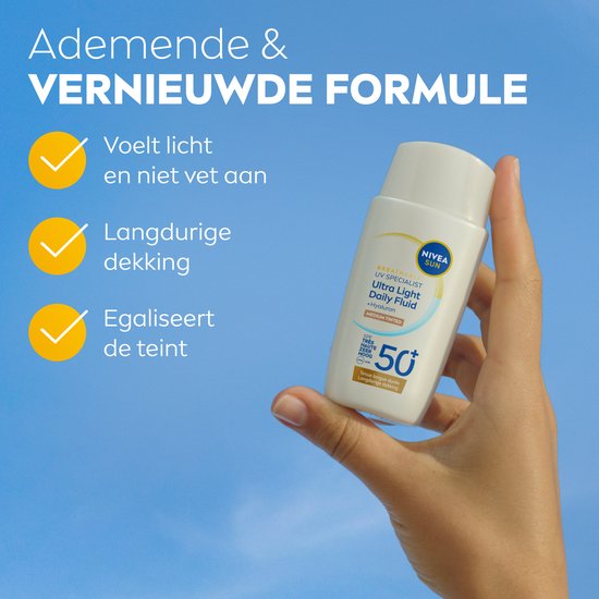 NIVEA SUN UV Face Daily Fluid Zonnebrand Gezicht SPF50+ - Medium Tinted - Zonnebrandcrème - 40ML