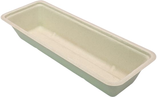 100x Bio Frikandelbakje A16 suikerriet - 20,8cm x 7cm x 3,4cm - Frikandel frites saus friet bakje snack diner