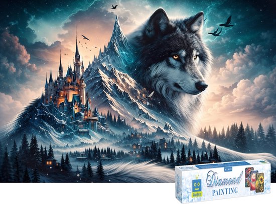 DOMROM Wolf Diamond Painting Kits voor volwassenen, 5D dier diamant