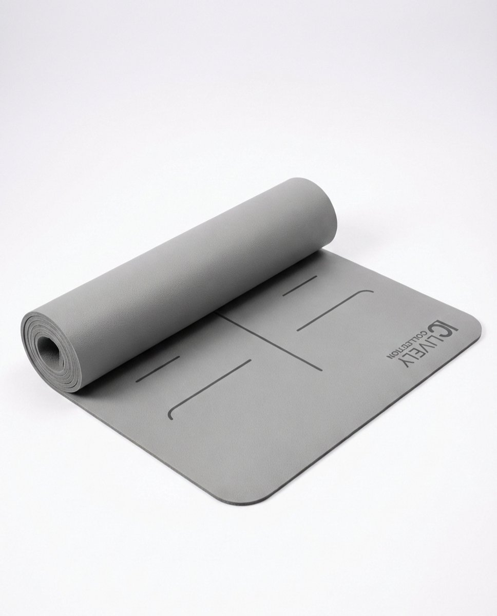 Yoga Mat Natuurlijk Rubber & PU – Antislip Yogamat 181x61 cm – 4mm – Ashtanga & Hot Yoga Mat – Premium Grip - licht grijs