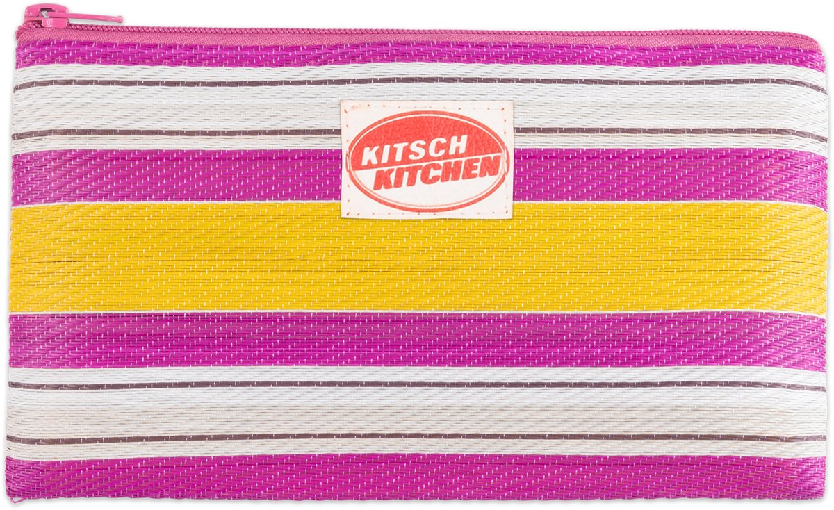 Kitsch Kitchen etui gestreept roze/wit