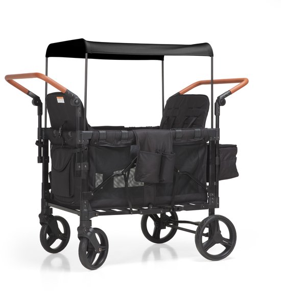 Mr Fold Opvouwbare Kinderwagen – Zwart - Geschikt voor 4 Kinderen – Duurzaam & Ruim Design – Ideaal voor Gezin Uitjes