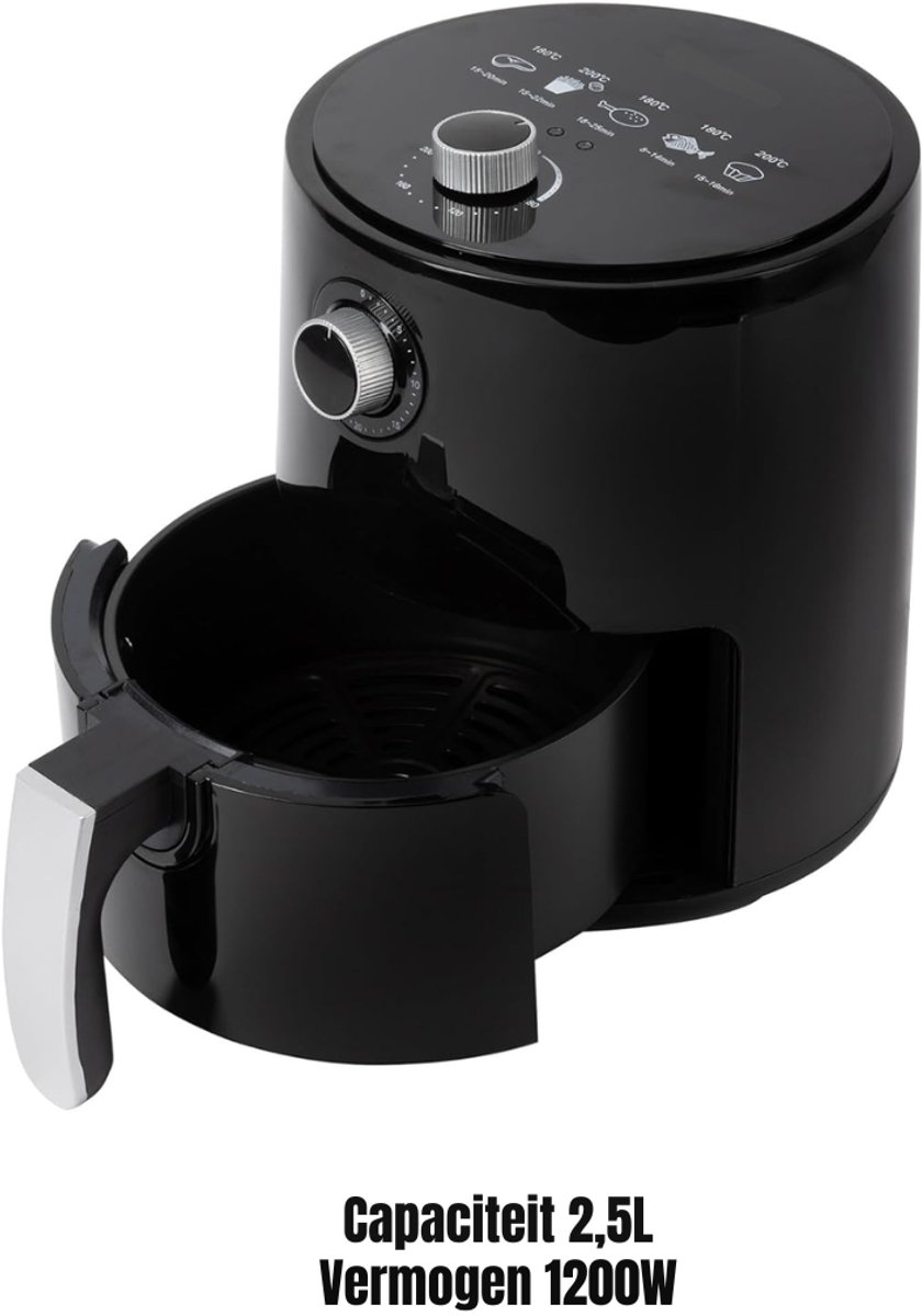 Florixa® Mini airfryer - Airfryer - Airfryer klein - Zwart - 27cm x 27cm x 32cm