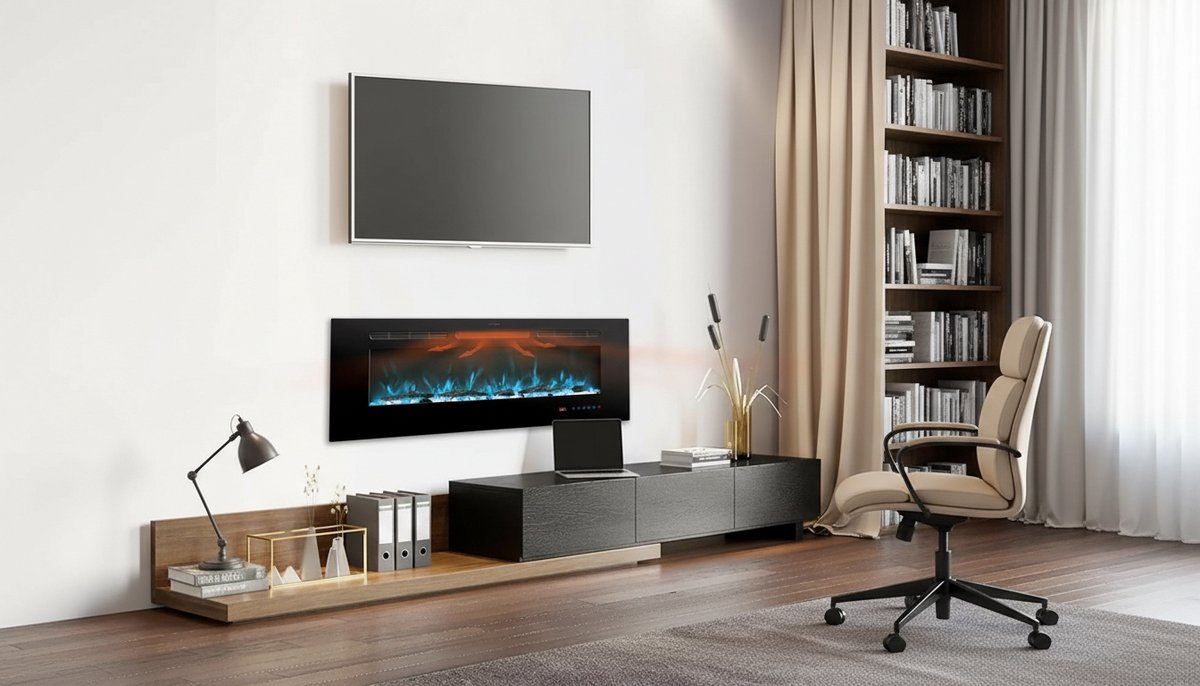 Elektrische Open Haard Casa Velluto Milano – 152 cm Wand- en Inbouwhaard, 13 Kleurenvlammen met Hout & Kristal, 2 Warmtestanden 750/1500W, Afstandsbediening & 9H Timer – Moderne Binnenhaard voor Woonkamer, Slaapkamer en Kantoor