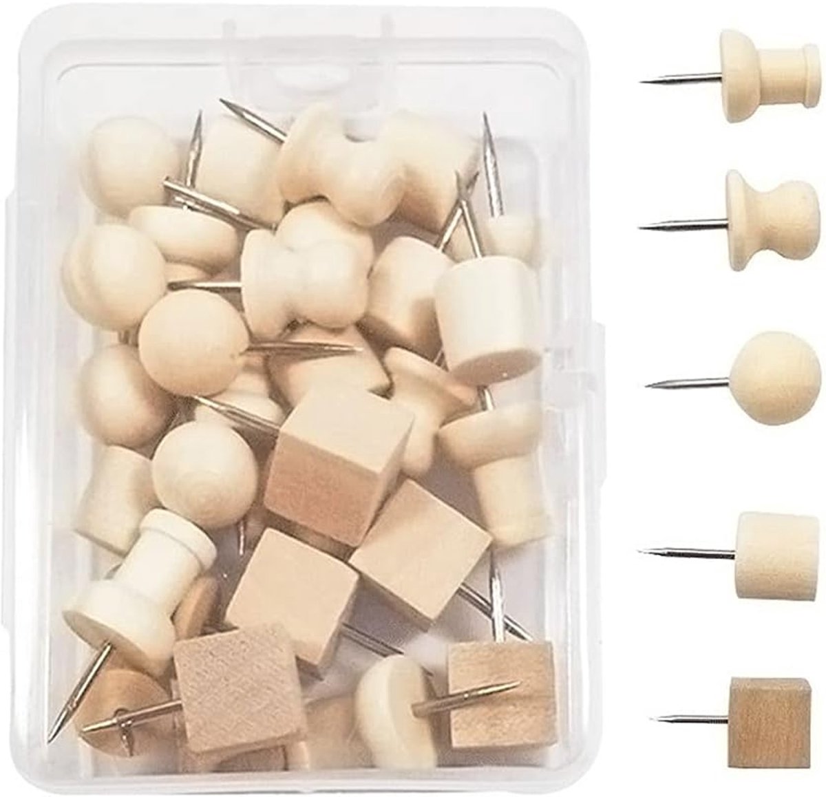 36 decoratieve houten punaises voor kurkbordwanddecoratie