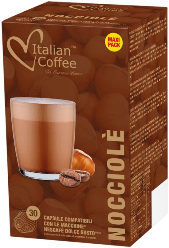 Italian Coffee hazelnoot cappuccino capsules XL Pack – Compatibel met Nescafé Dolce Gusto – 30 capsules