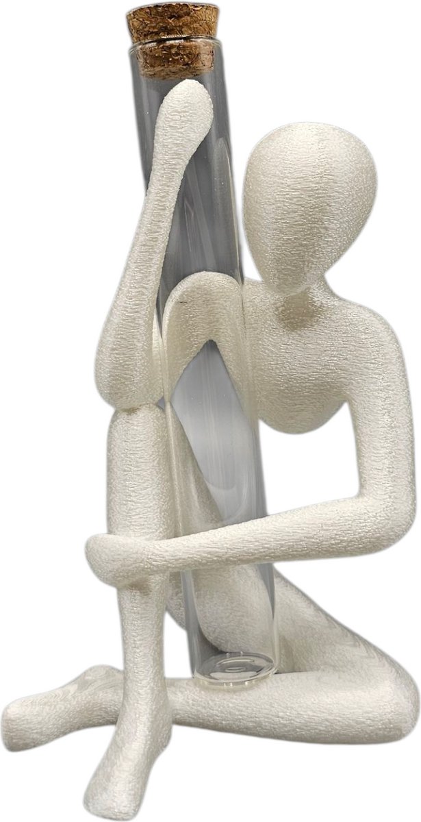 Layerzz - Decoratief 3D geprint beeldje - NObody - Testtube - bloemetje - 15cm - wit