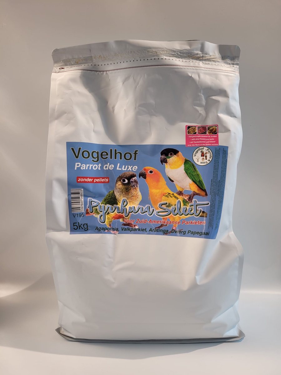 pyrrhura select 5 kg zonder pellets navul verpakking van emmers