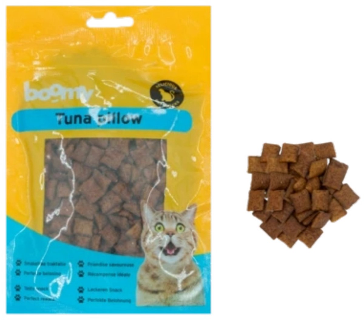 Boomy - Pillows - Kattensnacks met tonijn - Krokante kattensnoepjes met zachte vulling - 2 x 100g