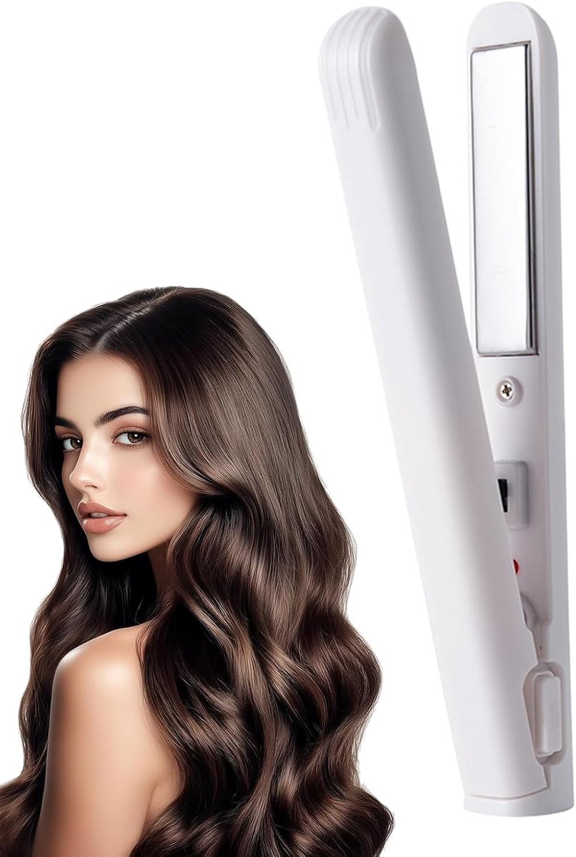 Mini Stijl - en Krultang 2-in-1 - Keramisch - Draadloos - USB-interface - Snel Opwarmend - Haarverzorging - Reisformaat - voor alle haartypes - Reisformaat - wit