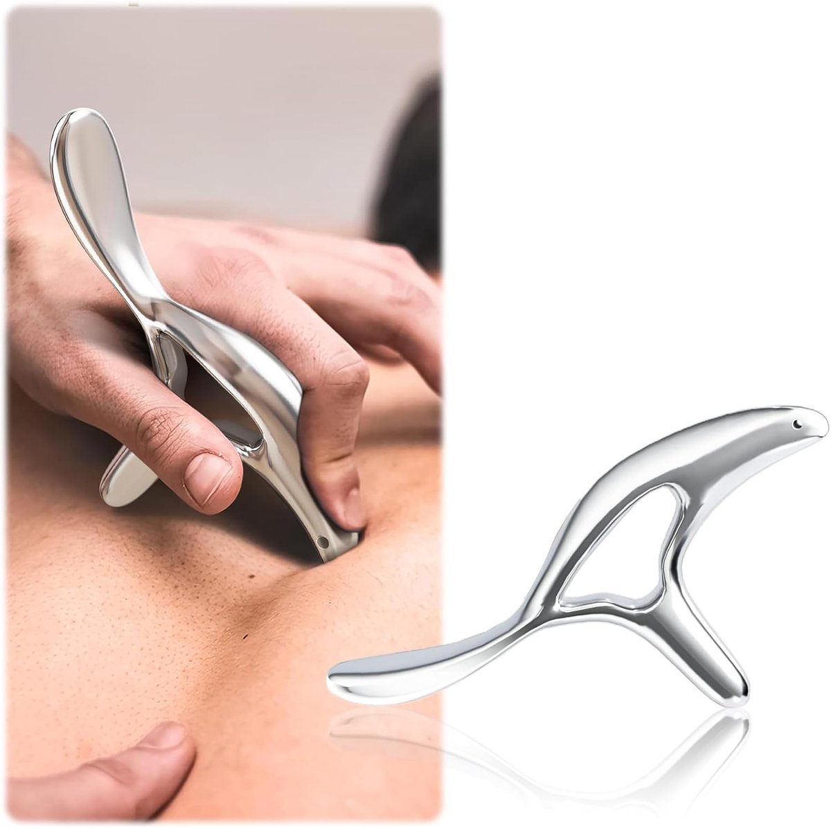 Stainless Steel Gua Sha Stone - Ergonomic Handle for Deep Tissue Relief - Trigger Point Massager for Neck to Feet Tension