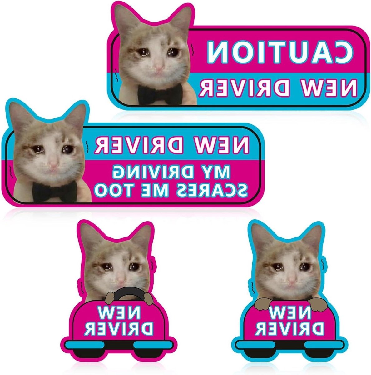 Magnetische autostickers voor beginners - grappige automagneten - 4 stuks